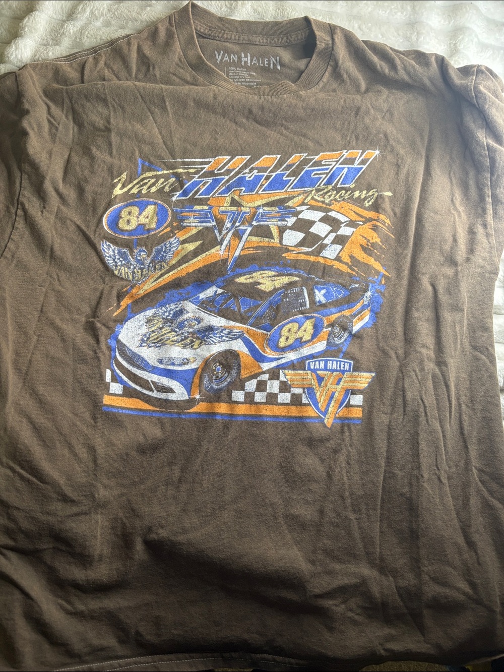 Van Halen Men’s Brown Racing Graphic Short Sleeve Tee